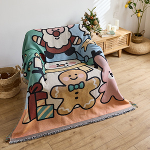 Funda de sofá navideña con estampado de dibujos animados, manta decorativa lavable de poliéster y algodón para sala de estar - Product Image 3