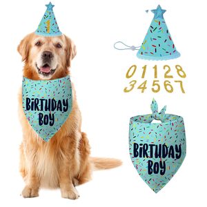 Fournitures pour fête d'anniversaire de chien, foulards bleus pour chien pour fille, bandanas pour chiot, bandanas d'anniversaire pour chiens de petite <span class=keywords><strong>et</strong></span> moyenne taille - Product Image 1