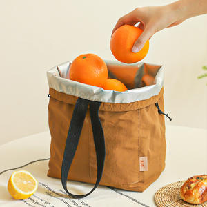 Sac à déjeuner élégant kaki avec cordon de serrage, isolé et portable, pour les employés de bureau et les étudiants - Product Image 4