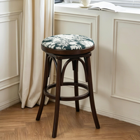 Tabourets de bar pivotants sans dossier en bois massif de style vintage français, avec siège rembourré et repose-pieds, pour îlot de cuisine, comptoir, maison, pub, usage commercial