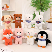 Peluche Animale Mignonne de Dessin Animé avec Bandana, Ours, Lapin, Renard, Pingouin, Mouton, Chien, Chat en Peluche Douce, Jouet MaiYouTu 31-50cm Rempli de Coton PP