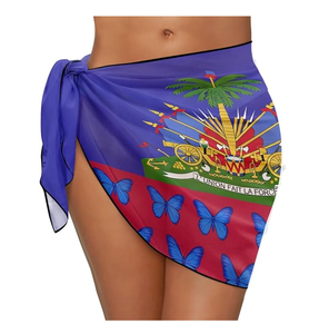 Paréos de plage en mousseline pour femmes, motif drapeau haïtien, jupes de plage uniques pour <span class=keywords><strong>les</strong></span> vacances d'été - Product Image 5