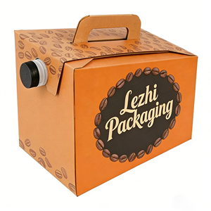 Kotak Kopi Bawa Pulang Custom Cater <span class=keywords><strong>Tek</strong></span> 160 oz dari Kertas Hitam, Wadah Kopi Panas, Kotak Kemasan Kopi dengan Katup Dispenser Cairan - Product Image 1