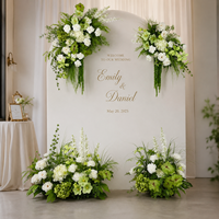 Chemin de table floral en soie artificielle, arrangement réaliste de roses et d'hortensias pour toile de fond de mariage et centre de table
