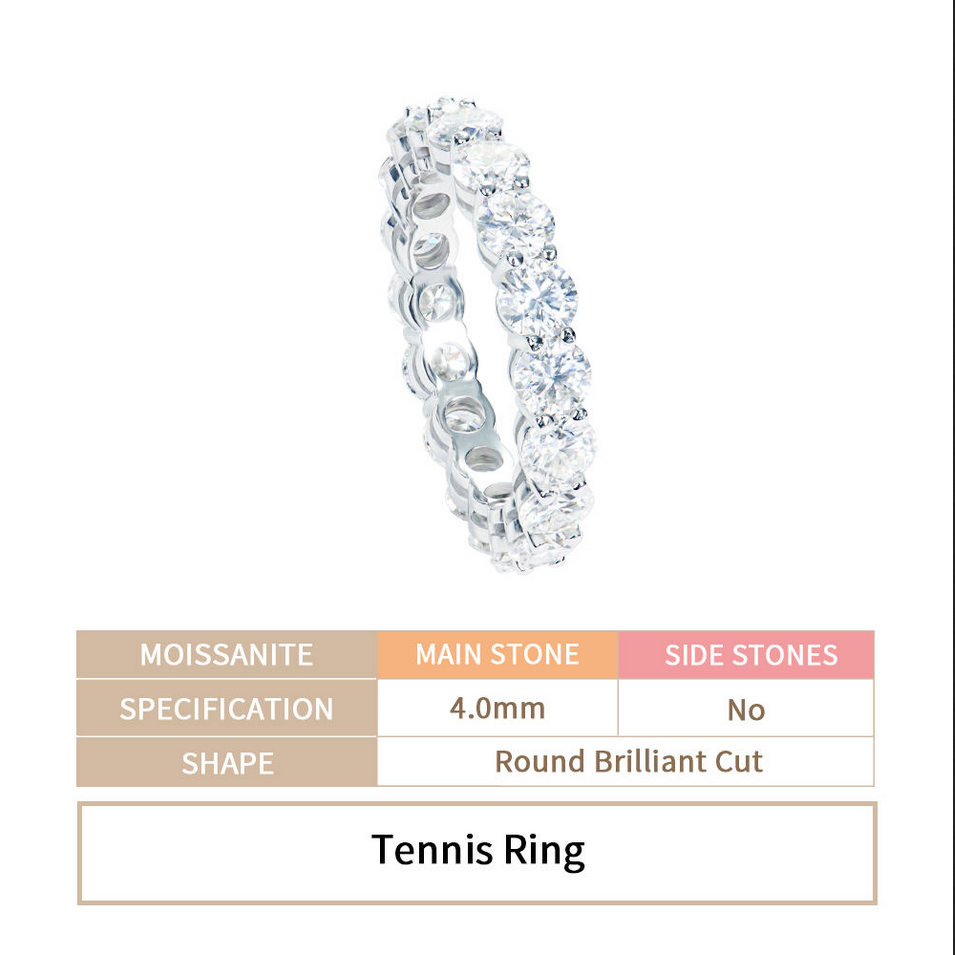 แหวนเทนนิส 4 มม. สีเงิน