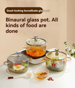 Olla de Sopa de Vidrio de Borosilicato Alto Transparente con Asas, Tetera con Tazón de Espuma, Calentamiento Eléctrico para Horno de Cerámica, para Sets de Café y Té - Product Image 2