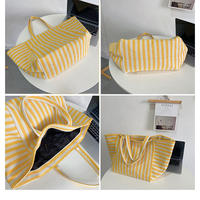 Sac fourre-tout en toile pliable rayé personnalisé, écologique, avec fermeture éclair, directement de l'usine, grand format, à porter à l'épaule ou en bandoulière, doublure en polyester