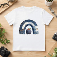 Camisetas de Jersey con Logotipo Personalizado, Arcoíris, Unisex, Alta Calidad, 100% Algodón, 210GSM, Impresión DTF, Casual, Transpirable, Duradero, con Patrón, para Hombre