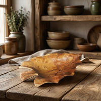 Bol à salade en bois de teck vintage personnalisé et écologique, plat de service pour fruits, ensemble de vaisselle, cadeaux d'affaires, certifié CE, emballé en carton