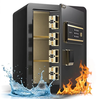 Caja Fuerte de Seguridad para el Hogar y Hoteles, de Acero Aleado, con Teclado Biométrico de Huellas Dactilares y 4 Pernos de Acero, Interior Dorado de Lujo