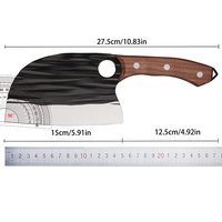Couteau à viande professionnel de 6 pouces, couteau de boucher, lame martelée avec manche en bois de rose pleine longueur