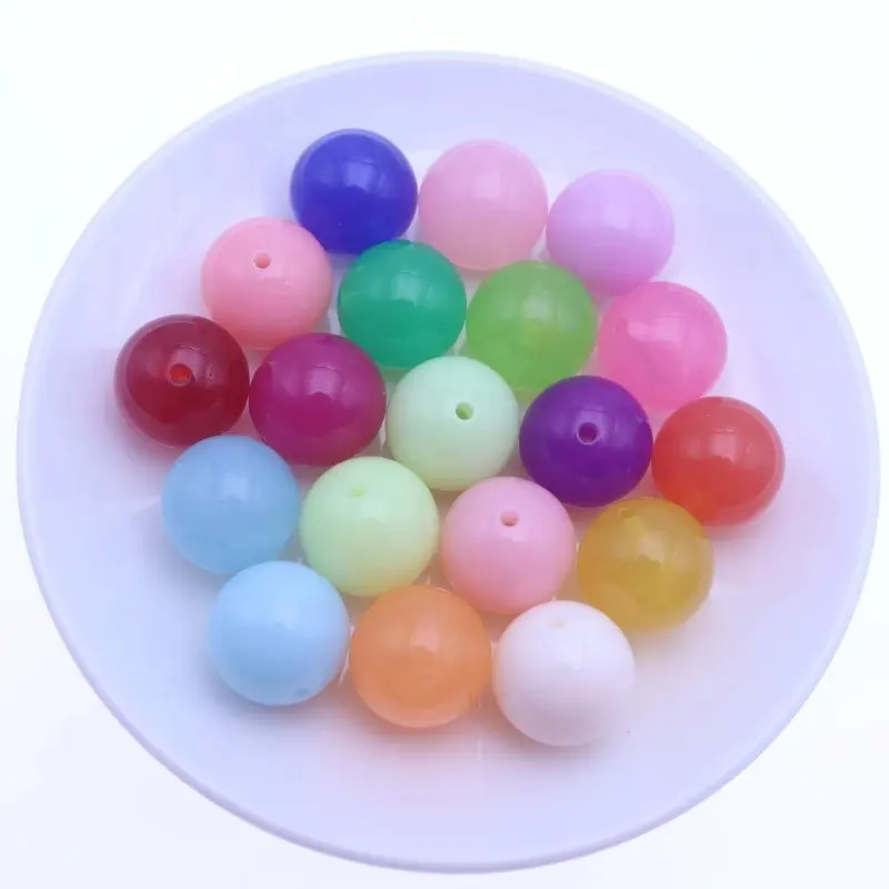 20MM Gumball Chunky Mixed Color Round Fashion Solid Acrylic Jelly Beads 8MM, 10MM, 12MM, 14MM, 16MM, 18MM, 22MM, 25MM, 30MM