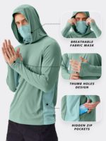 Sweat à capuche unisexe personnalisé OEM, protection solaire, manches longues, athlétique, séchage rapide, respirant, UPF 50+, pour la randonnée, la course à pied, la pêche
