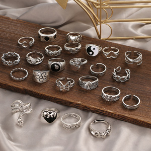 韩国珠宝畅销欧美复古爱情蝴蝶花蛇戒指套装<span class=keywords><strong>24</strong></span>件天然 - Product Image 6