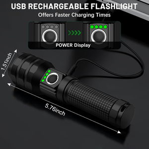 Mạnh mẽ dài Phạm vi chùm tia chiến thuật sạc LED trắng Laser <span class=keywords><strong>Torch</strong></span> cho trường hợp khẩn cấp, cắm trại, đi bộ đường dài - Product Image 4