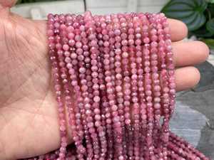 Cuentas de Turmalina Rosa Natural Facetadas Redondas de 2mm 3mm 4mm, Cuentas Sueltas para Pulseras, Collares y Joyería, Venta al Por Mayor - Product Image 6