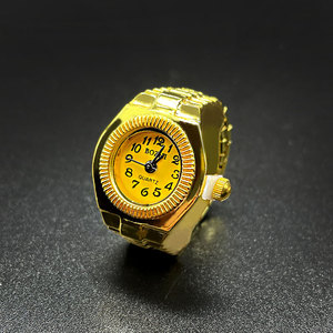 Montres à quartz punk carrées et rondes pour couple, femmes et hommes, style hip-hop cool, élastiques, dorées, montres à doigt, livraison directe - Product Image 3