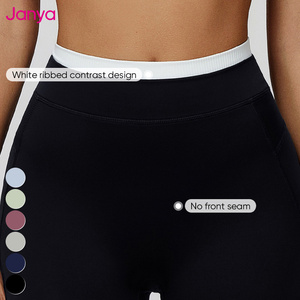 <span class=keywords><strong>Abbigliamento</strong></span> da Palestra Traspirante Janya, Pantaloncini Yoga a Vita Alta con Fascia Elastica Colorata e Controllo Pancia per Donna - Product Image 4
