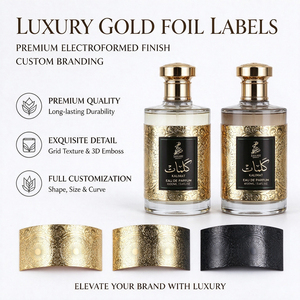 Autocollants métalliques personnalisés en relief pour parfums, étiquettes de marque métalliques autocollantes pour bougies, flacons de parfum et cadres photo - Product Image 1