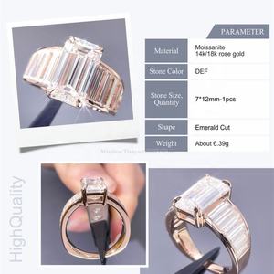 Tianyu Gems Joyería fina Mossanite 10K 14K 18K Oro real Laboratorio Diamante Joyería Corte Esmeralda Moissanite Anillos de diamantes - Product Image 2