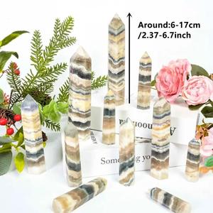 Vente en gros : Pointe de cristal de pierre naturelle de style vintage, en fluorite veinée et agate rayée, pour décoration - Product Image 2