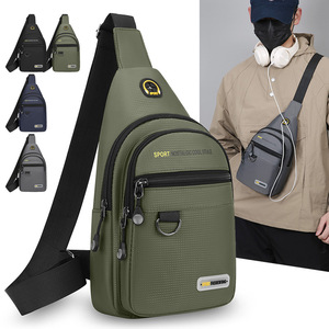 Men's Chest Bag Oxford Cloth Waterproof Crossbody Bag For Outdoor Travel Commuting Sports Army Green - Product Image 1