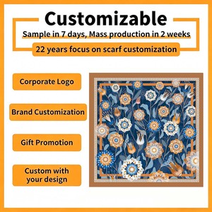 Ethnic Folk Floral & Greek Key Pattern <b>Scarf</b> 70*70cm Polyester Satin Neck <b>Scarves</b> for Women Casual & Formal - Product Image 5