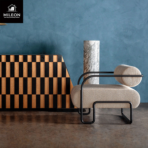 Stile italiano sedia in pelle moderna camera modello Hotel design personalizzato semplice salotto di forma speciale <span class=keywords><strong>poltrona</strong></span> in metallo - Product Image 4