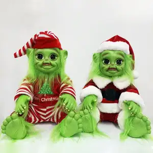 ホット販売クリスマスデコレーション人形グリーンモンスター赤ちゃんのおもちゃクリスマスギフトレッドサンタスーツぬいぐるみ