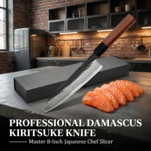 <span class=keywords><strong>Coltello</strong></span> da Cucina Ambidestro in Acciaio Damascato con Manico in Legno, Multiuso ed Ecologico - Product Image 5