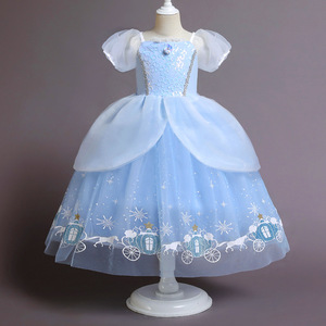 Costume da principessa blu fantasia Costume da principessa per bambini e <span class=keywords><strong>film</strong></span> di Halloween vestito da principessa per bambini Costume da Cosplay per bambina - Product Image 5