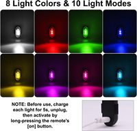 Lumières stroboscopiques LED RGB à télécommande sans fil, charge USB, étanches, à intensité variable, lumière d'urgence, camping, décoration DIY
