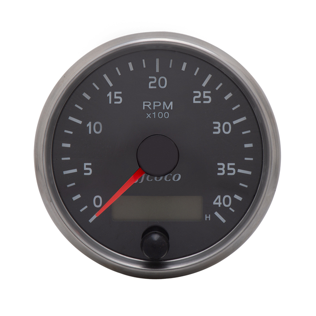 Tachometer 0-4000RPM 12V/24V RPM Gauge Amber/White Light Tacho Meter With LCD Hourmeter for Diesel Car Boat JJCOCO 85MM
