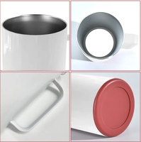 Mug à café par sublimation de 14 oz avec fond de rangement, gobelet isotherme en acier inoxydable pour impression par presse à chaud