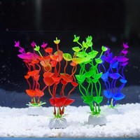 Décoration d'aquarium PKY en fausse herbe marine et feuilles de soie, aménagement paysager pour aquarium avec feuilles d'herbe aquatique et décoration de plantes en bois submergées