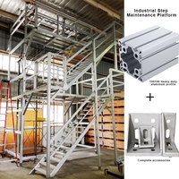 Escalier de plateforme en aluminium pour entrepôt industriel OEM, système de réparation de plateforme d'escalier en aluminium avec roues
