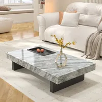 Table basse rectangulaire Normcore de luxe léger italien personnalisé décalcomanie en marbre naturel durable pour maison haut de gamme petit en bois