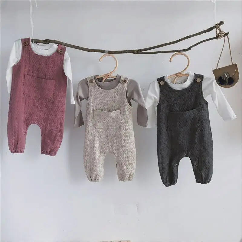 Wholesale korean style baby clothes 2019 autumn and winter baby girl suspender outfits