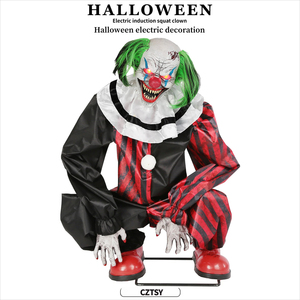 Décoration d'Halloween : Clown Fantôme Effrayant Animé à Détection de Mouvement, Accessoire Suspendu pour Maison Hantée, Décoration Horreur pour Jardin - Product Image 2