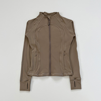 Veste de sport légère pour femmes grande taille, veste de yoga décontractée à manches longues avec fermeture éclair, haut de course respirant avec logo sur le devant
