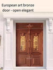 Atmosphère haut de gamme porte en cuivre luxe européen <span class=keywords><strong>Marseille</strong></span> pur cuivre <span class=keywords><strong>villa</strong></span> antivol double porte d'entrée porte - Product Image 4