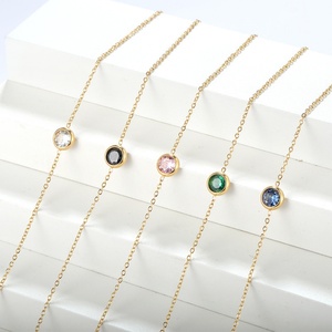 Women Simple <b>Bracelet</b> Stainless Steel <b>Adjustable</b> Single Diamond Colored Gem <b>Bracelet</b> - Product Image 5