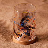 Set de Regalo de Té en Bolsitas con Formas Especiales de Dunhuang, Taza Giratoria de Montaña Distante, Sutra del Corazón Dorada, Posavasos de Madera de Haya, Souvenir de Lujo