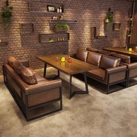 Set di Tavoli e Sedie in Legno Massello Stile Industriale Moderno per Ristoranti e Caffè