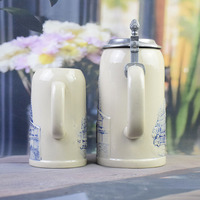 Ensemble de mugs à bière en porcelaine bleue et blanche embossée, écologiques et réutilisables, thème Oktoberfest Munich, pour bar et fêtes