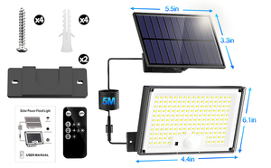 Solar LED Flood <b>Light</b> 300W 5000K Daylight IP67 Plastic Body Floor Mount High Bright Garden Use CE Certified CRI85 Remote Control - Product Image 4