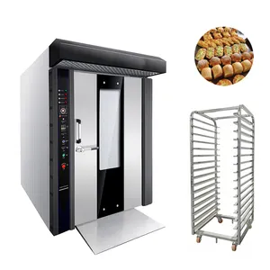 Máquina para hornear pan grande de acero inoxidable de alta calidad, horno rotativo de panadería de 32 bandejas, horno rotativo de aire caliente a Gas