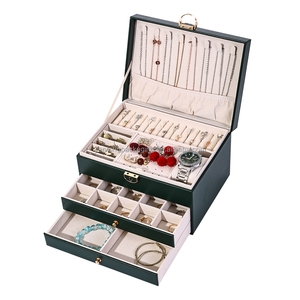 Caja de almacenamiento de joyería de PU de gama alta, organizador de existencias de gran capacidad de tres capas para collares, accesorios de mano, Impresión de embalaje - Product Image 6