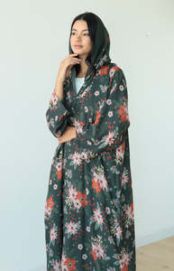 Leduo Customized New Style <b>Flower</b> Print Breathable Modest Floor Length Dress Loose-fitting style Abaya for Muslim - Product Image 2
