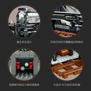 Jie Star JJ9245 - Modelo <span class=keywords><strong>de</strong></span> <span class=keywords><strong>Tren</strong></span> <span class=keywords><strong>de</strong></span> <span class=keywords><strong>Vapor</strong></span>, Serie <span class=keywords><strong>de</strong></span> Transporte Urbano, Bloques <span class=keywords><strong>de</strong></span> Construcción Educativos, Juguetes y Regalos - Product Image 3